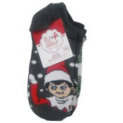 Wholesale - 5pk ELF ON THE SHELF HOLIDAY PLAID NS SOCKS SIZE 6-8, UPC: 193159173098